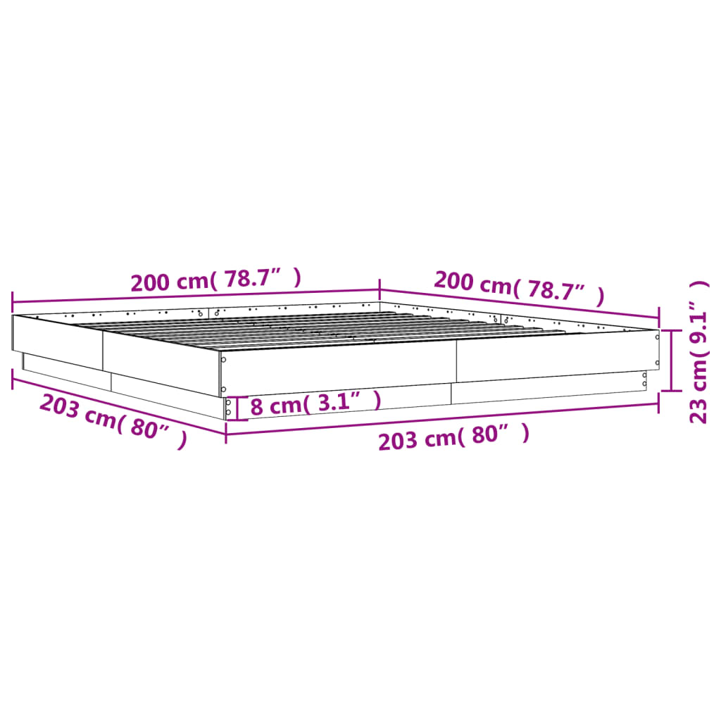 Bettgestell Schwarz 200x200 cm Holzwerkstoff