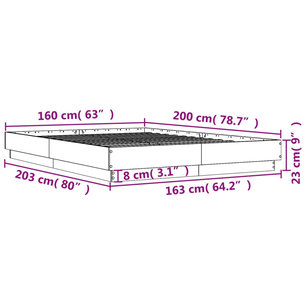 Bettgestell Weiß 160x200 cm Holzwerkstoff