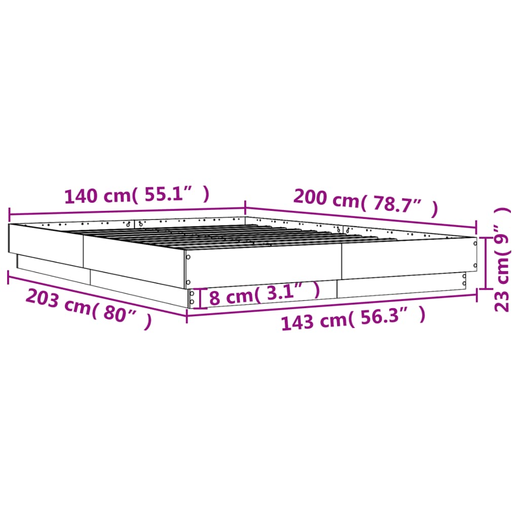 Bettgestell Schwarz 140x200 cm Holzwerkstoff