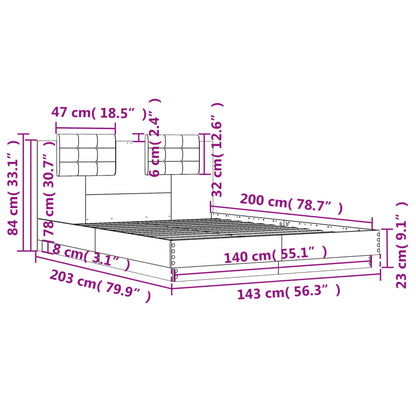 Bettgestell mit Kopfteil Braun Eichen-Optik 140x200 cm