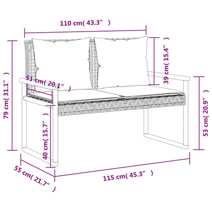 Gartenbank mit Kissen Beige Poly Rattan Akazienholz