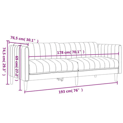 3-tlg. Sofagarnitur Taupe Stoff