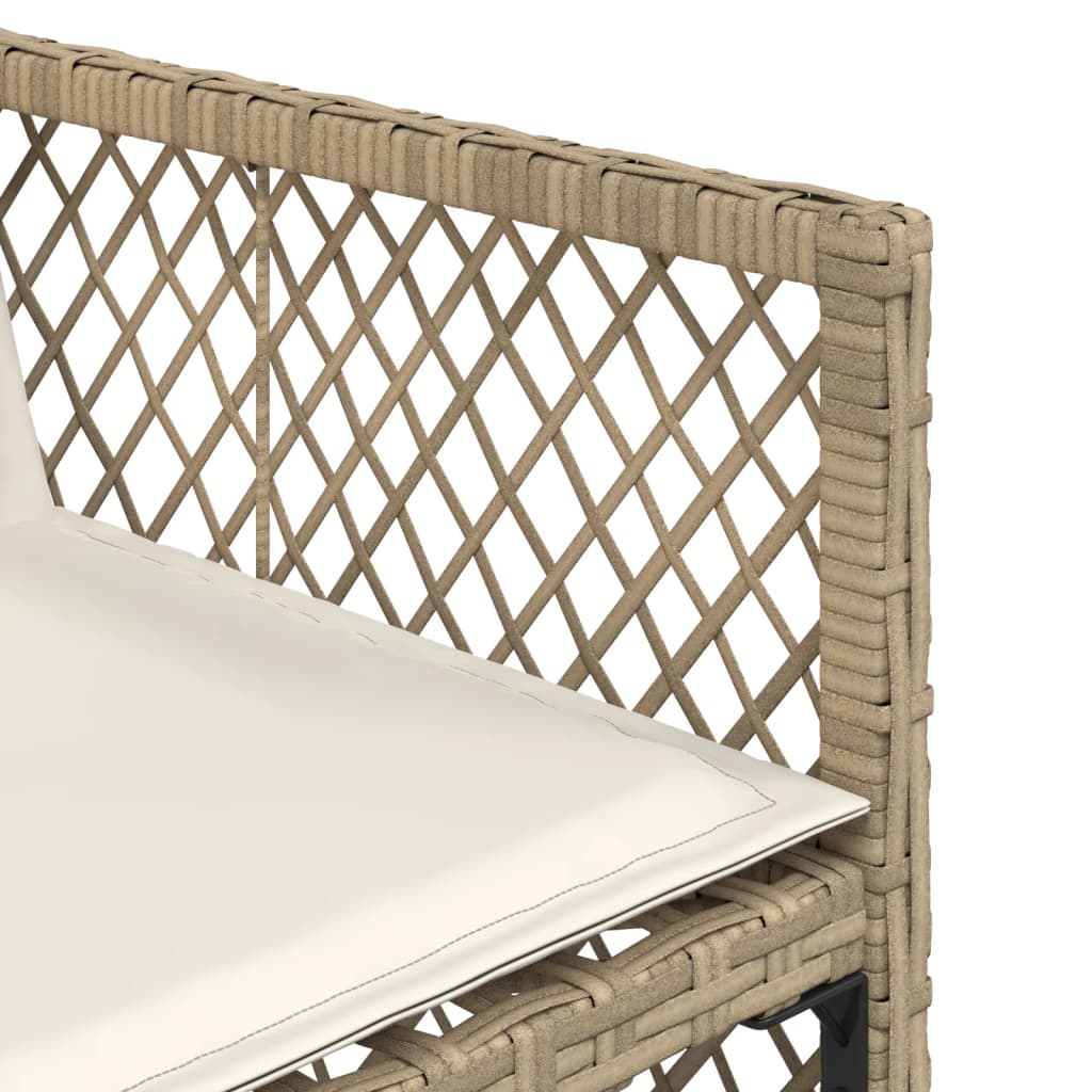 7-tlg. Garten-Essgruppe mit Kissen Beige Poly Rattan