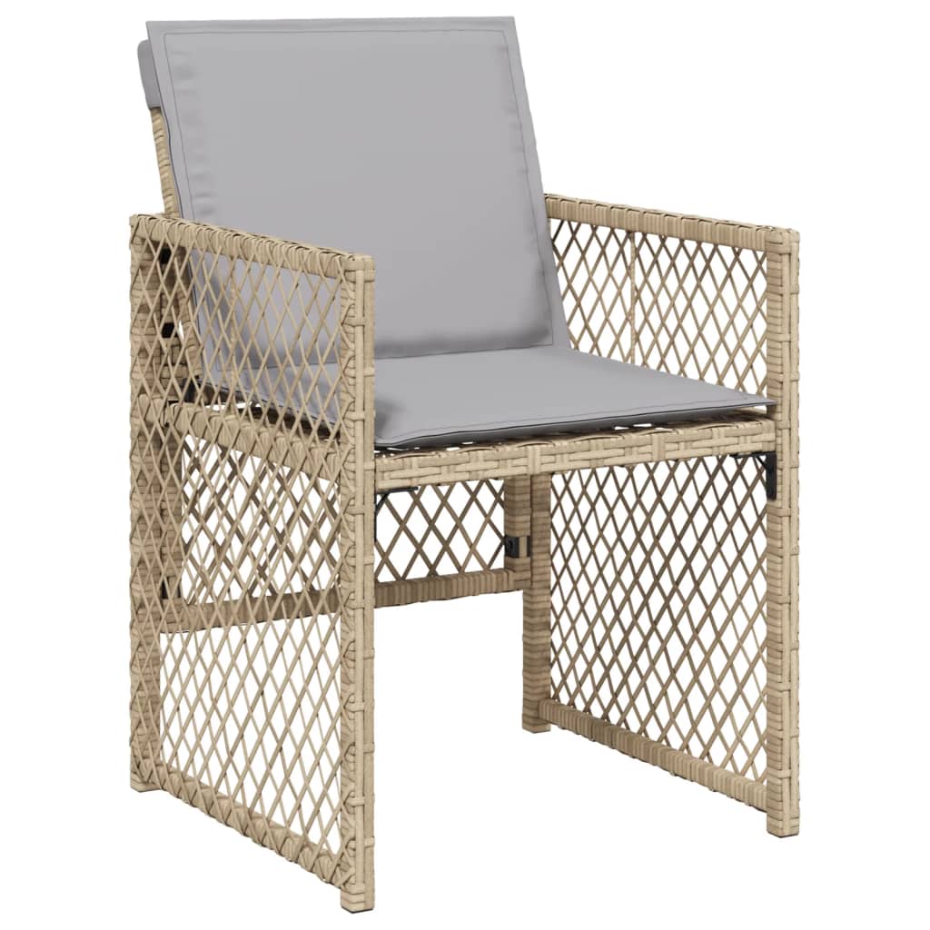 7-tlg. Garten-Essgruppe mit Kissen Beige Poly Rattan