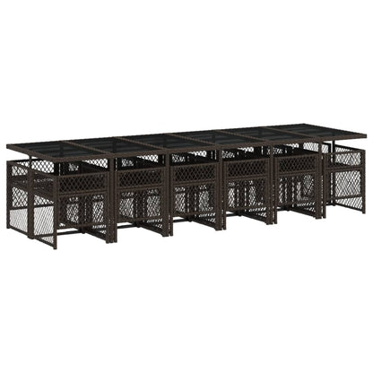 13-tlg. Garten-Essgruppe mit Kissen Braun Poly Rattan