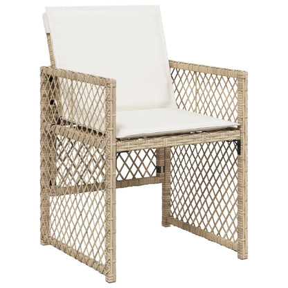 9-tlg. Garten-Essgruppe mit Kissen Beige Poly Rattan