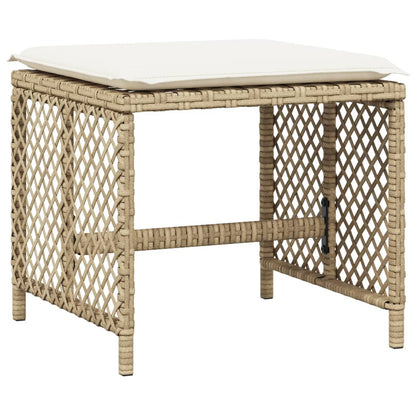 9-tlg. Garten-Essgruppe mit Kissen Beige Poly Rattan