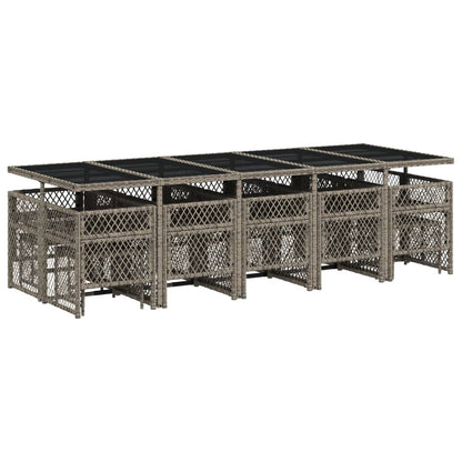 15-tlg. Garten-Essgruppe mit Kissen Grau Poly Rattan