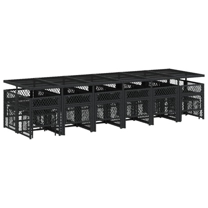 17-tlg. Garten-Essgruppe mit Kissen Schwarz Poly Rattan