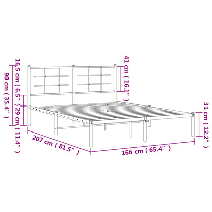 Bettgestell mit Kopfteil Metall Schwarz 160x200 cm