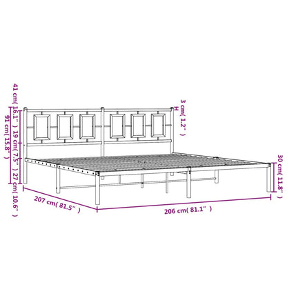 Bettgestell mit Kopfteil Metall Schwarz 200x200 cm