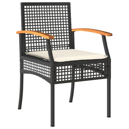 4-tlg. Garten-Lounge-Set mit Kissen Schwarz Poly Rattan