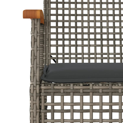 4-tlg. Garten-Lounge-Set mit Kissen Grau Poly Rattan