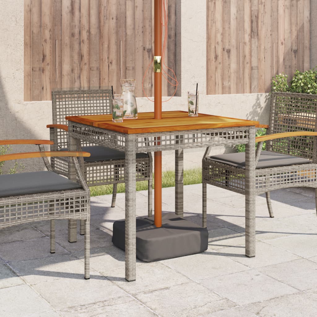 Gartentisch Grau 80x80x75 cm Poly Rattan Akazienholz