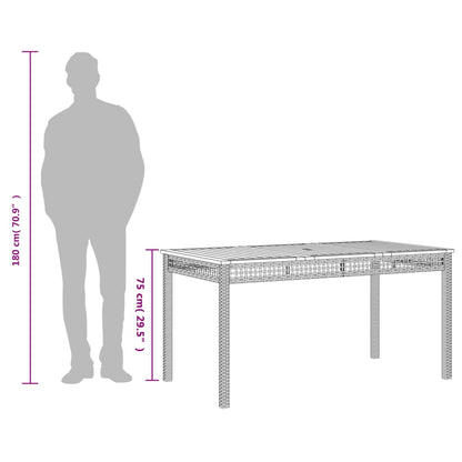 Gartentisch Grau 140x80x75 cm Poly Rattan Akazienholz