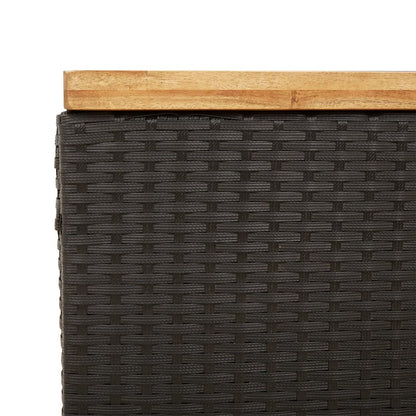 Garten-Auflagenbox Schwarz 80x40x48 cm Poly Rattan Akazienholz