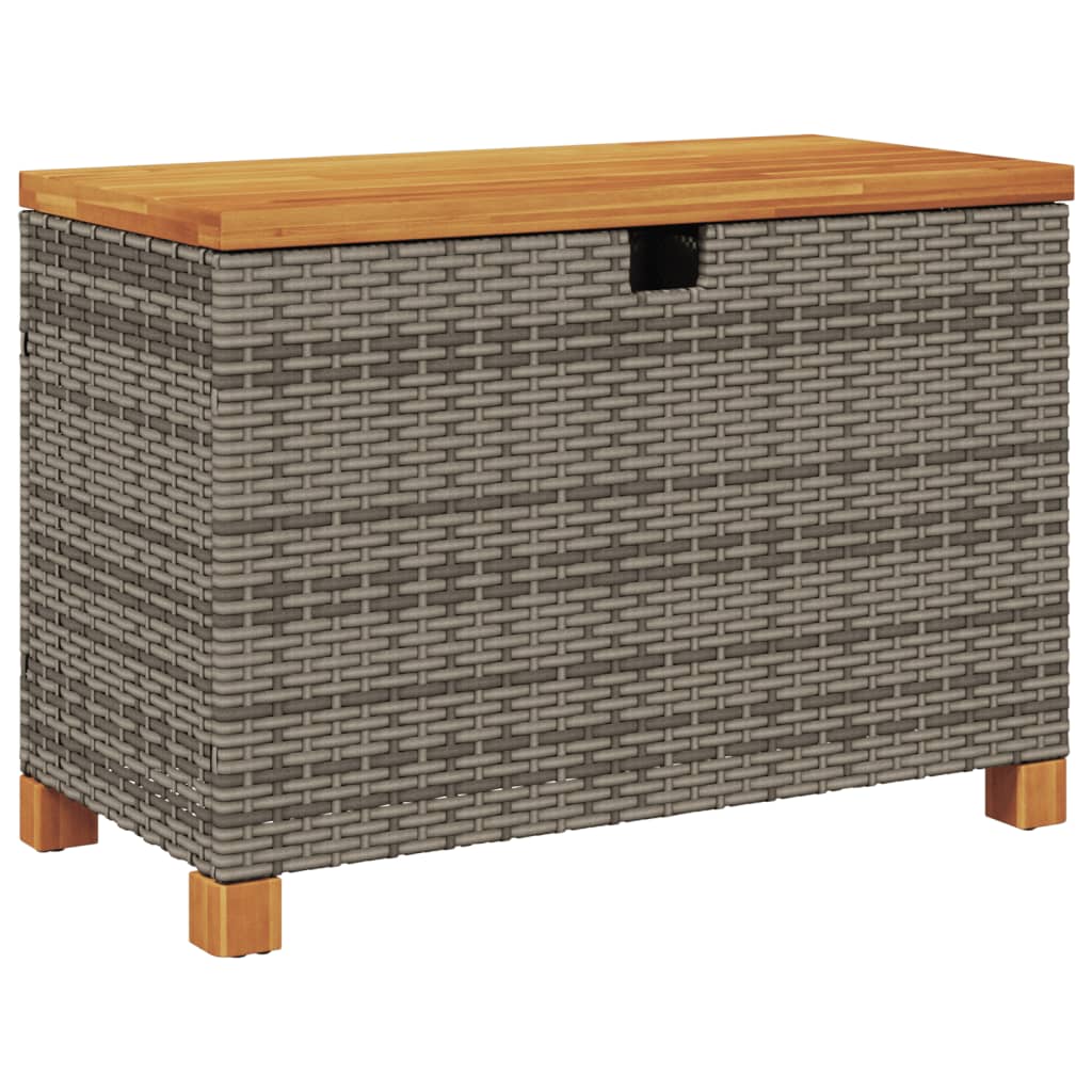 Gartentruhe Grau 80x40x48 cm Poly Rattan Akazienholz