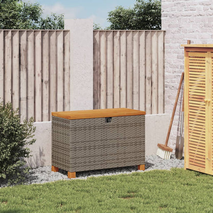 Gartentruhe Grau 80x40x48 cm Poly Rattan Akazienholz