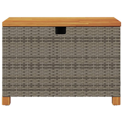 Gartentruhe Grau 80x40x48 cm Poly Rattan Akazienholz