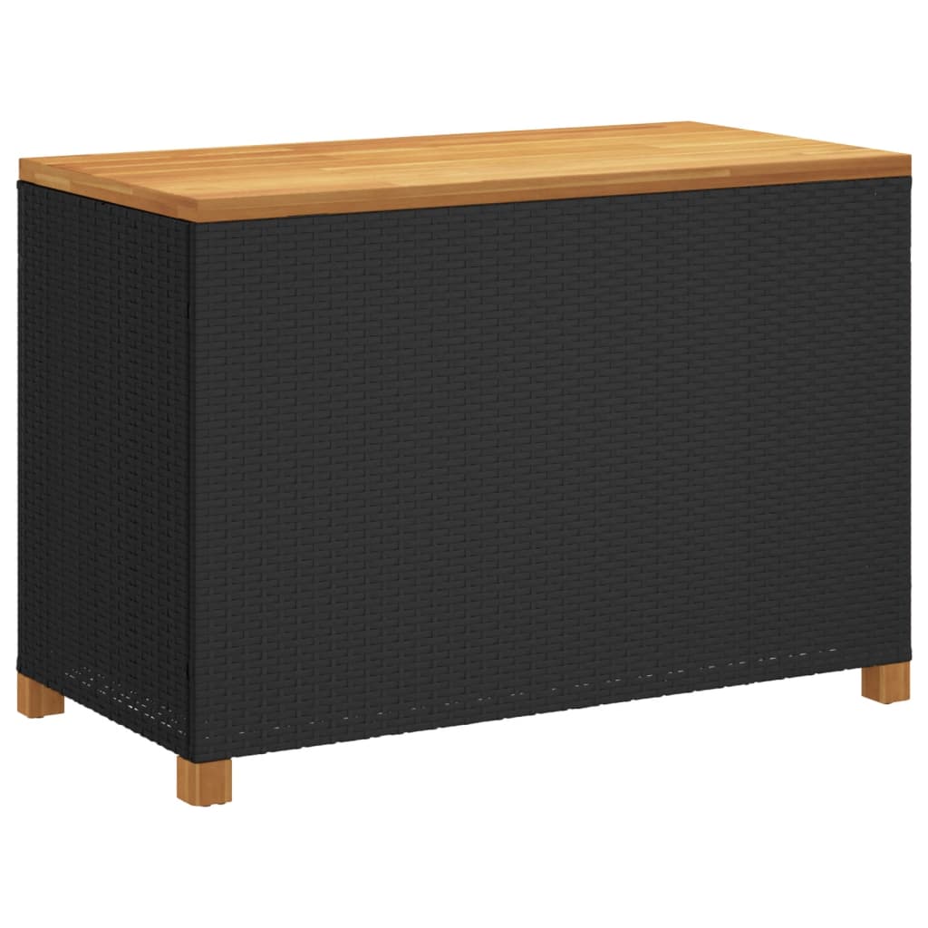 Gartentruhe Schwarz 110x55x63 cm Poly Rattan Akazienholz