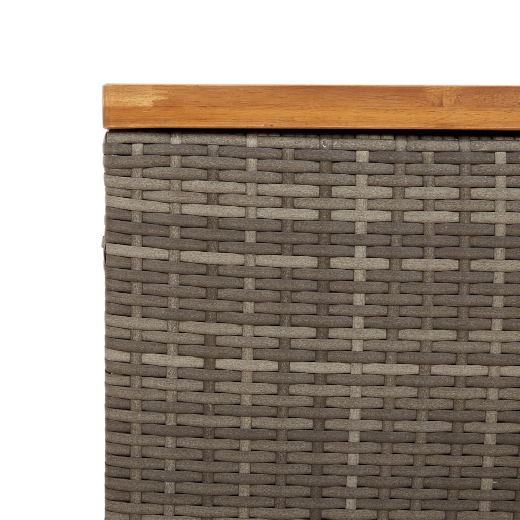 Gartentruhe Grau 110x55x63 cm Poly Rattan Akazienholz