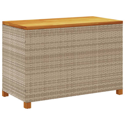 Gartentruhe Beige 110x55x63 cm Poly Rattan Akazienholz