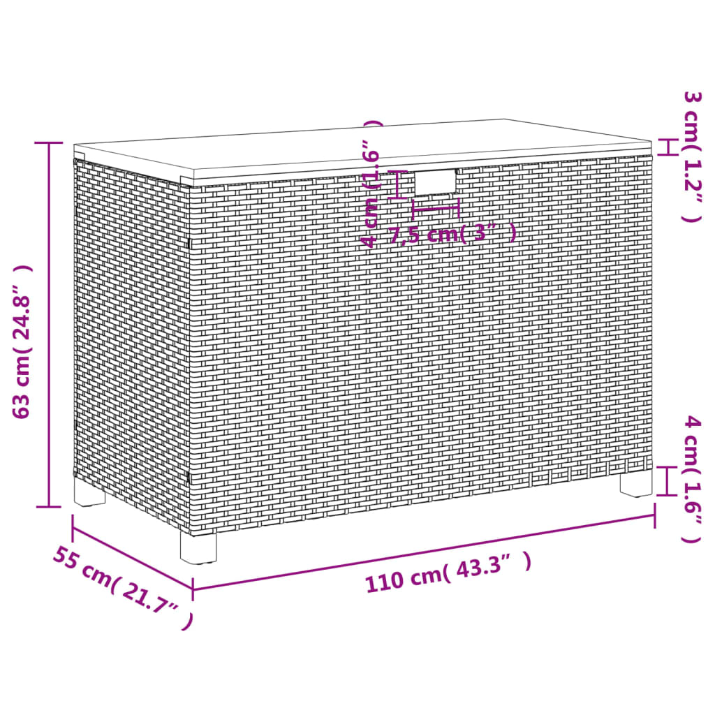 Gartentruhe Beige 110x55x63 cm Poly Rattan Akazienholz