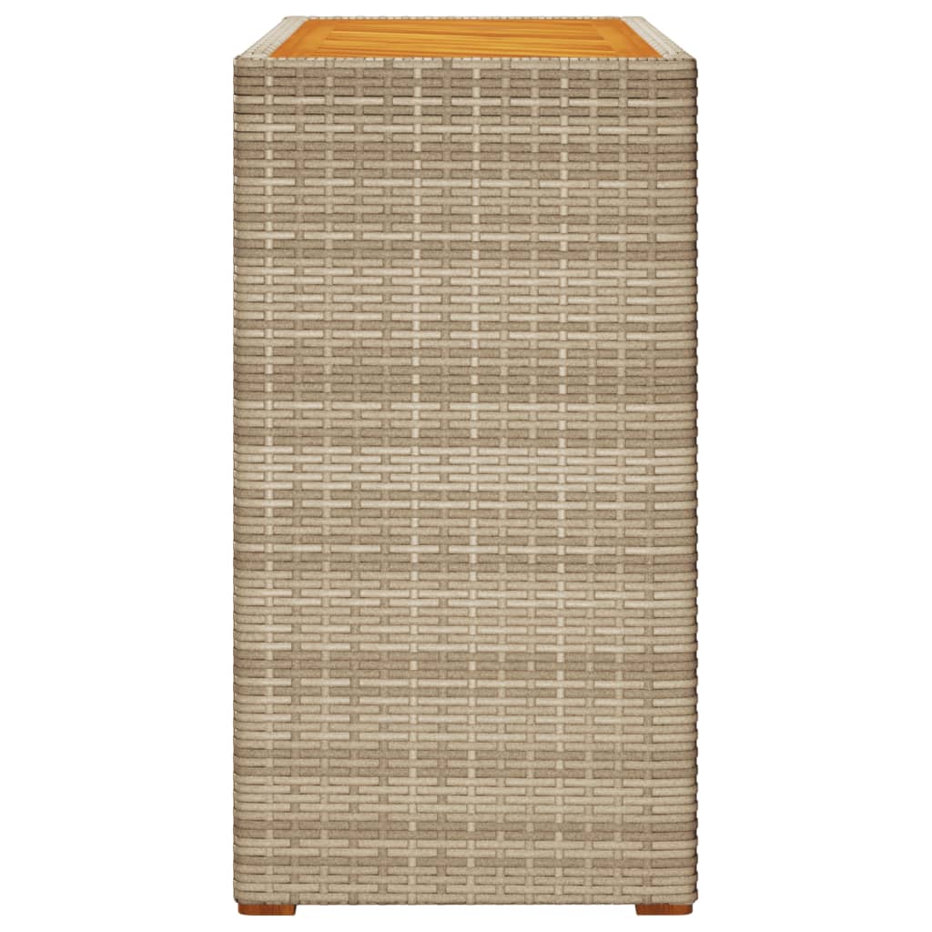 Garten-Beistelltisch mit Holzplatte Beige Poly Rattan