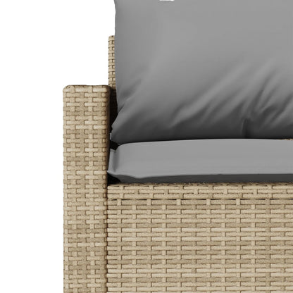 2-tlg. Garten-Essgruppe mit Kissen Beige Poly Rattan