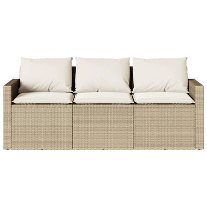 2-tlg. Garten-Essgruppe mit Kissen Beige Poly Rattan