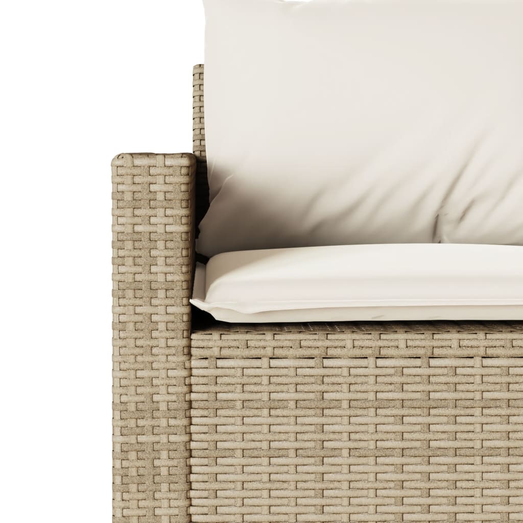 2-tlg. Garten-Essgruppe mit Kissen Beige Poly Rattan