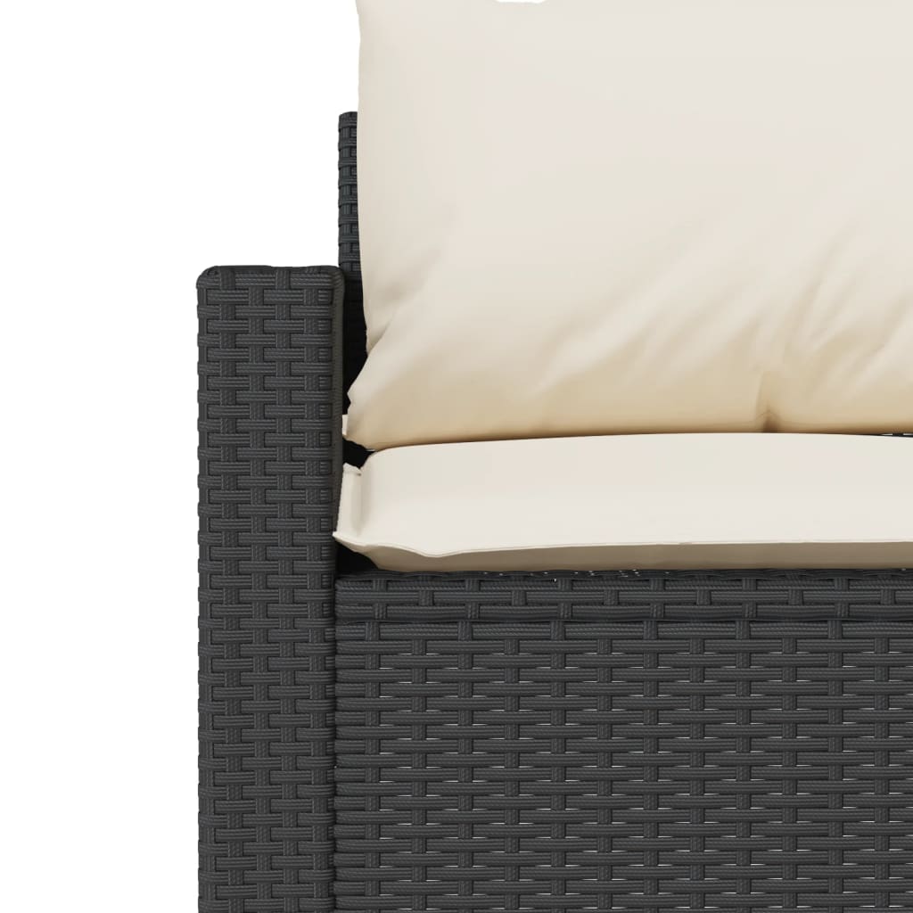 Gartensofa mit Kissen 3-Sitzer Schwarz Poly Rattan