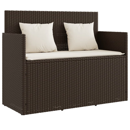 Gartenbank mit Kissen Braun Poly Rattan