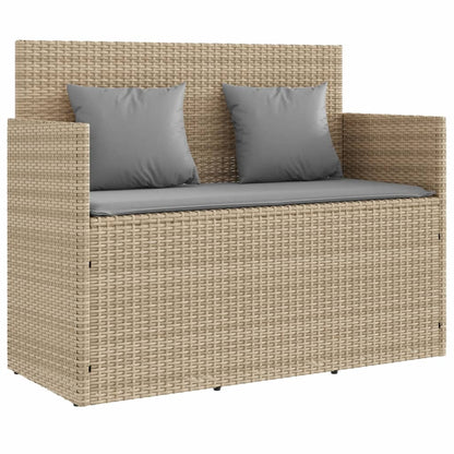 Gartenbank mit Kissen Beige Poly Rattan