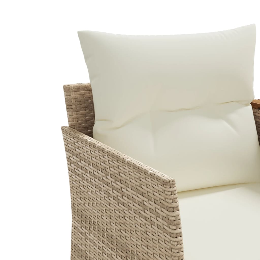 Gartensofa 2-Sitzer mit Hockern Beige Poly Rattan