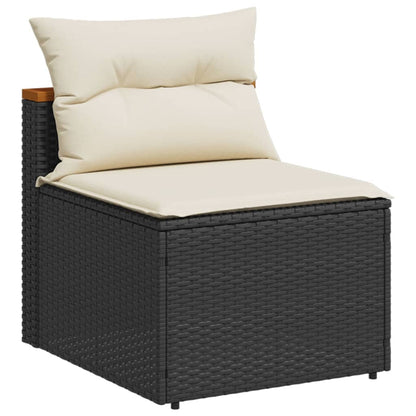 Gartensofas ohne Armlehnen mit Kissen 2 Stk Schwarz Poly Rattan