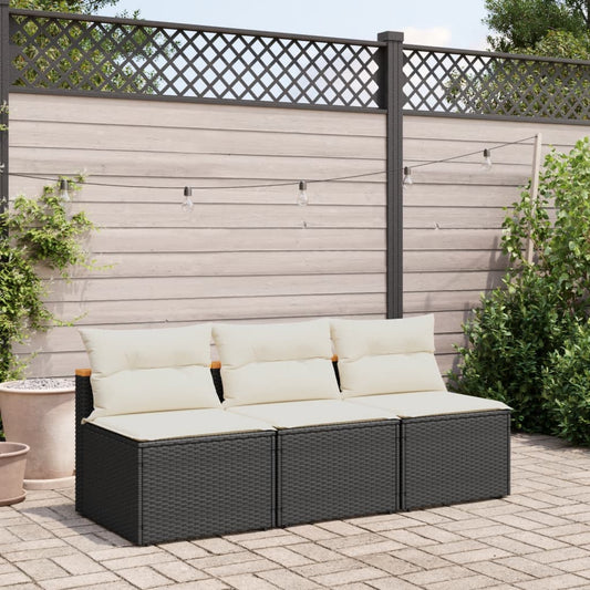 Gartensofas ohne Armlehnen mit Kissen 2 Stk Schwarz Poly Rattan