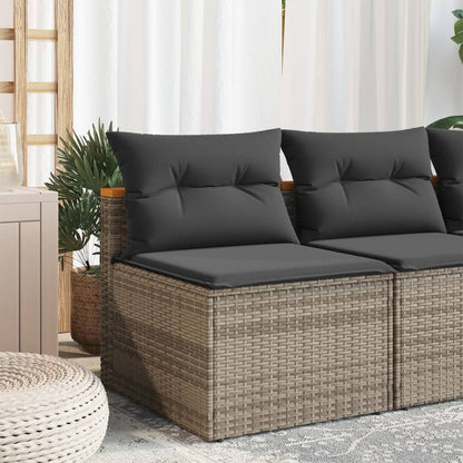 Gartensofas ohne Armlehnen mit Kissen 2 Stk. Grau Poly Rattan