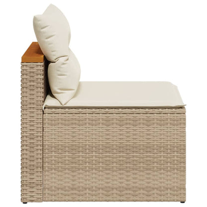 Gartensofas ohne Armlehnen mit Kissen 2 Stk. Beige Poly Rattan