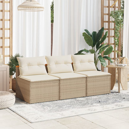 Gartensofas ohne Armlehnen mit Kissen 2 Stk. Beige Poly Rattan