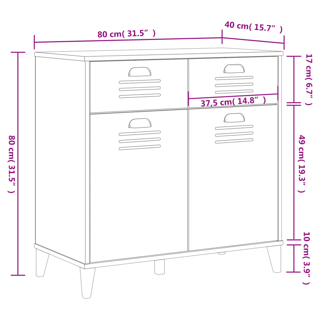 Sideboard VIKEN Anthrazit 80x40x80 cm Holzwerkstoff