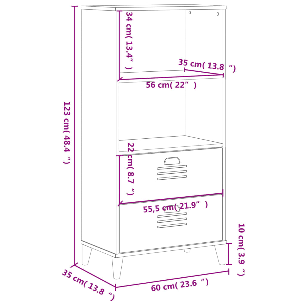 Bücherschrank VIKEN Weiß 60x35x123 cm Holzwerkstoff