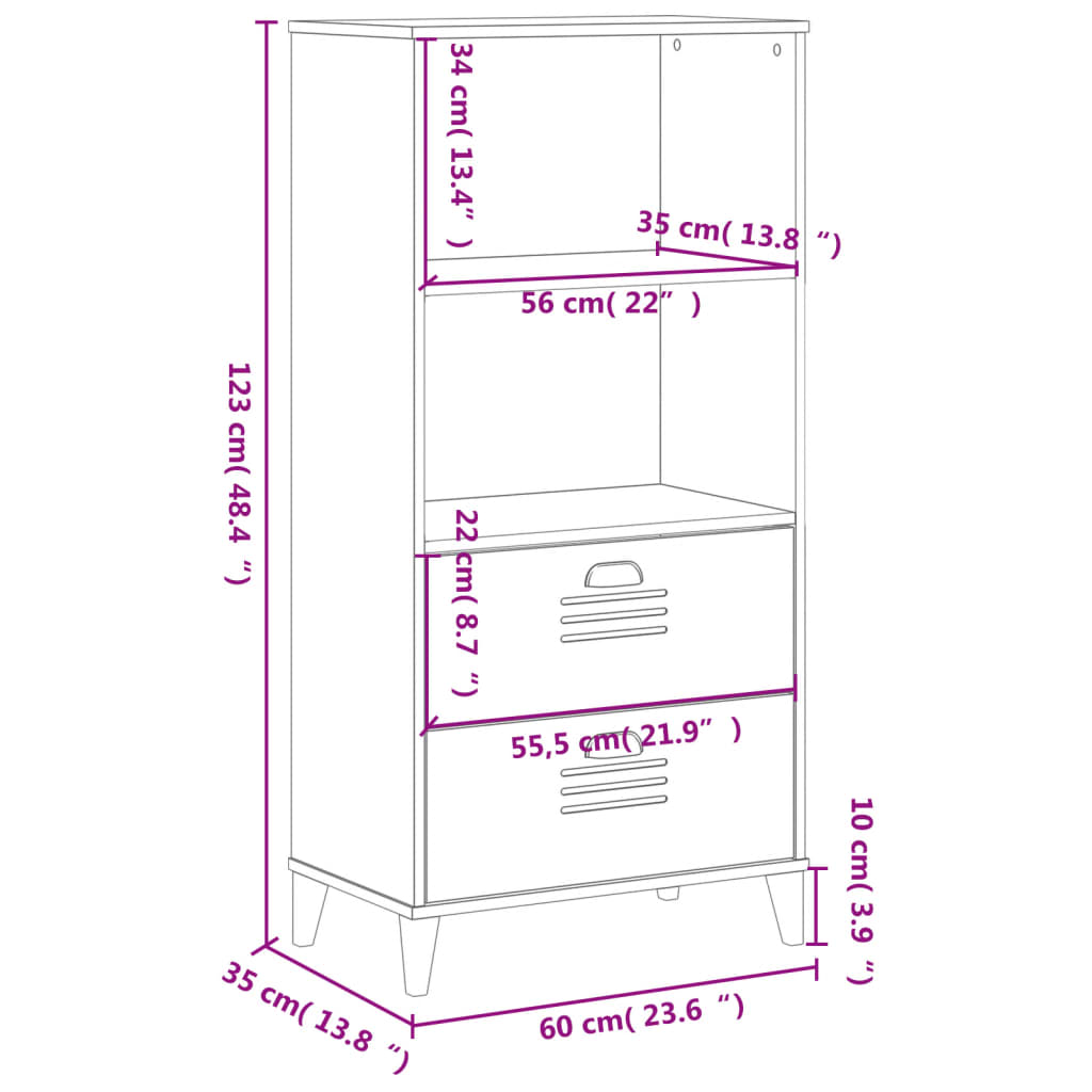 Bücherschrank VIKEN Schwarz 60x35x123 cm Holzwerkstoff