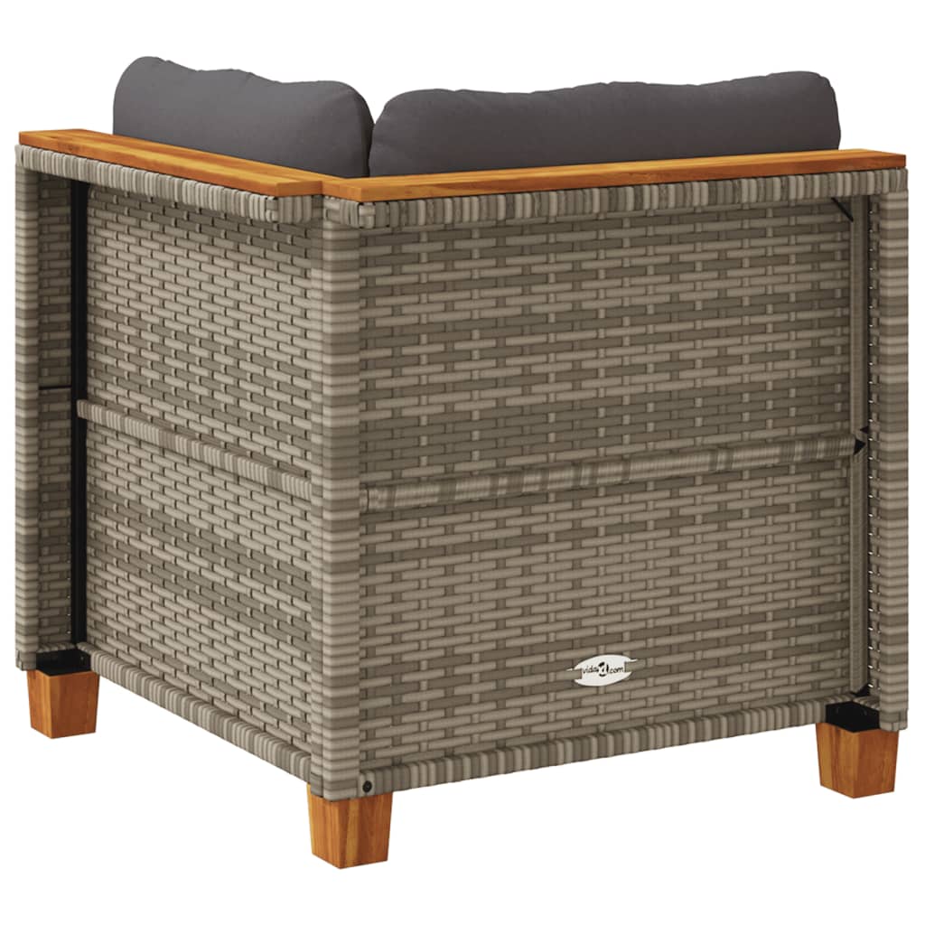 Garten-Ecksofa mit Kissen Grau Poly Rattan