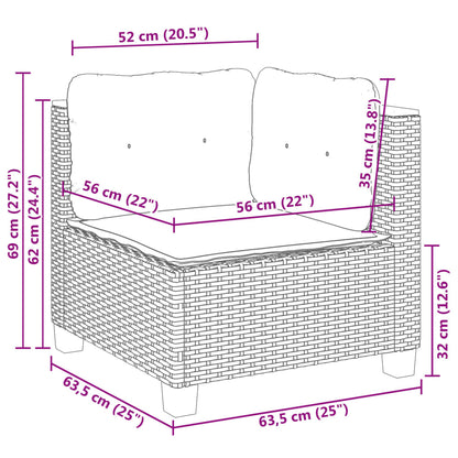 Garten-Ecksofa mit Kissen Grau Poly Rattan