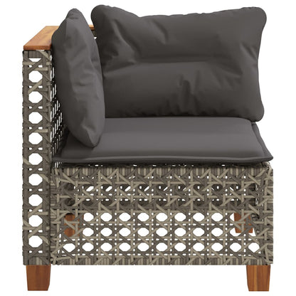 Garten-Ecksofa mit Kissen Grau Poly Rattan