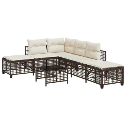 3-tlg. Garten-Ecksofa-Set mit Kissen Braun Poly Rattan