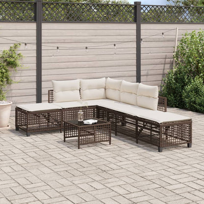 3-tlg. Garten-Ecksofa-Set mit Kissen Braun Poly Rattan