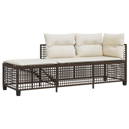 3-tlg. Garten-Ecksofa-Set mit Kissen Braun Poly Rattan