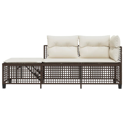 3-tlg. Garten-Ecksofa-Set mit Kissen Braun Poly Rattan